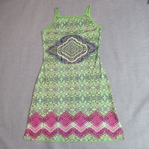 Vintage Peteria Dress Womens Large Green Boho Bodycon Spaghetti Strap 90s Club